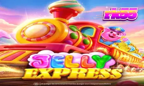 Tampilan antarmuka seluler permainan slot Jelly Express dengan grafis permen yang cerah.